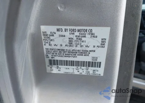 2006 Ford Escape Xls/Xls Manual z USA, uszkodzony, nr VIN 1FMYU02Z36KD17251